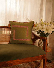 Machine-Embroidered Floral Etch Cushion Cover