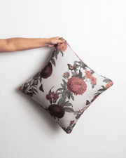 Scarlet Bloom 01 – Botanical Floral Print Cushion Cover in Natural Tones