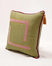 Botanical Symphony: Machine-Embroidered Floral Cushion