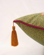 Botanical Symphony: Machine-Embroidered Floral Cushion