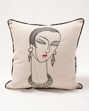 Embroidered Elegance Linen Cushion Cover |