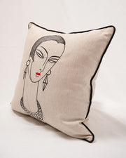 Embroidered Elegance Linen Cushion Cover |