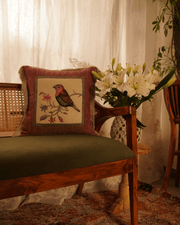 Polyester Cushion Cover | Embroidered & Patchwork with Fringes