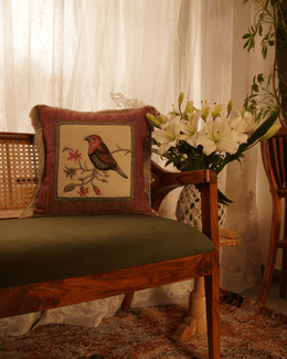 Polyester Cushion Cover | Embroidered & Patchwork with Fringes