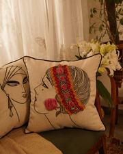 Patchwork Elegance Linen Cushion Cover