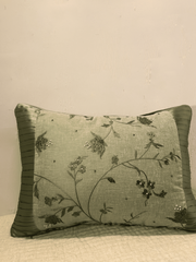 Karigari Collection 02- Floral Embroidered & Beaded Cushion Cover with Satin Pleats