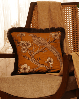 Silk Embroidered Cushion Cover