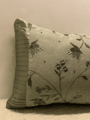 Karigari Collection 02- Floral Embroidered & Beaded Cushion Cover with Satin Pleats