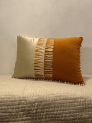 Karigari Collection 03- Boho Color-Block Embroidered Cushion Cover – Satin & Velvet