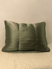 Karigari Collection 02- Floral Embroidered & Beaded Cushion Cover with Satin Pleats