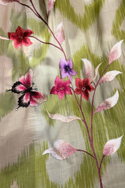 Green Sheer Embroidered Curtain – Art Patchwork Edition