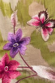 Green Sheer Embroidered Curtain – Art Patchwork Edition