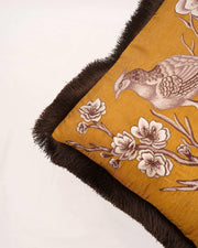 Avian Whimsy: Silk Elegance Cushion Cover