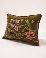 Botanical Symphony: Velvet Cushion with Nature Motifs