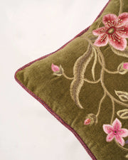 Botanical Symphony: Velvet Cushion with Nature Motifs