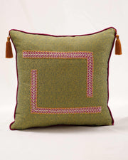 Botanical Symphony: Machine-Embroidered Floral Cushion