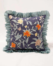 Avian Whimsy: Chambray Elegance Cushion Cover