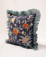 Avian Whimsy: Chambray Elegance Cushion Cover