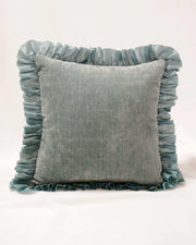 Avian Whimsy: Chambray Elegance Cushion Cover