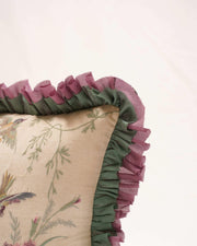 Avian Whimsy: Embroidered Chambray Cushion Cover