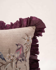 Avian Whimsy: Linen Elegance Cushion Cover
