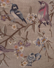 Embroidered Linen Cushion Cover with Fringe