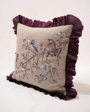 Avian Whimsy: Linen Elegance Cushion Cover