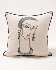 Embroidered Elegance Linen Cushion Cover |