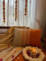 Karigari Collection 03- Boho Color-Block Embroidered Cushion Cover – Satin & Velvet