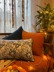 Karigari Collection 04- Baroque Embroidered Linen & Velvet Cushion Cover